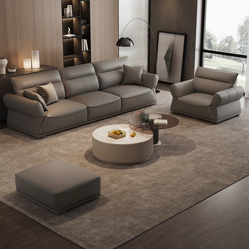 Italian Minimalist Light Luxury Sofa Living Room Three-seat Simple Modern Leather High Back Sofas