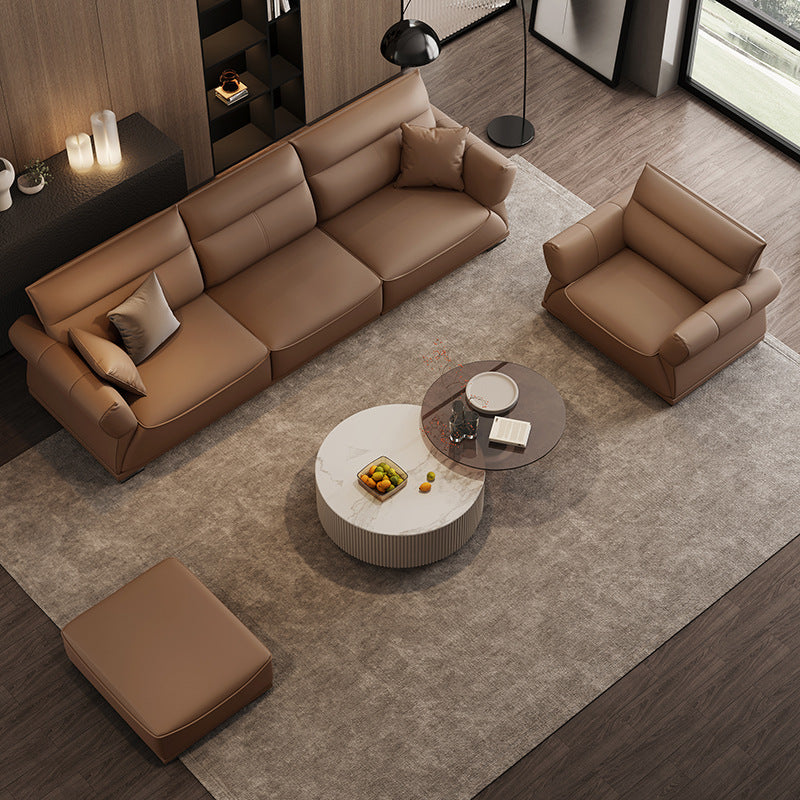 Italian Minimalist Light Luxury Sofa Living Room Three-seat Simple Modern Leather High Back Sofas