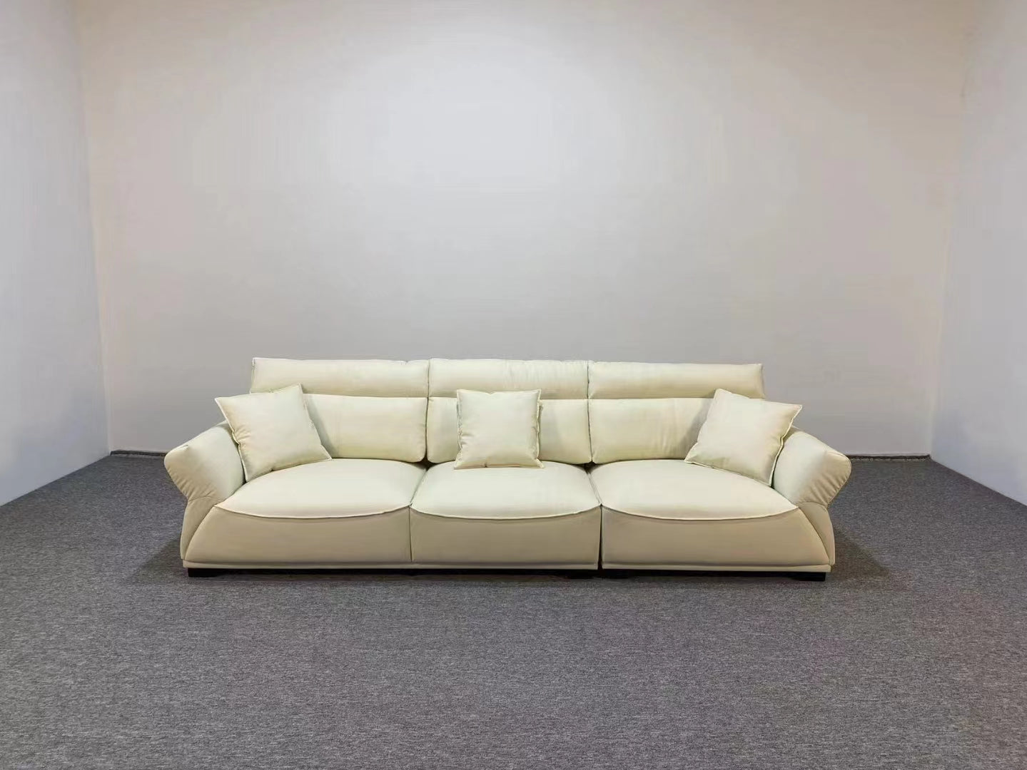Italian Minimalist Light Luxury Sofa Living Room Three-seat Simple Modern Leather High Back Sofas