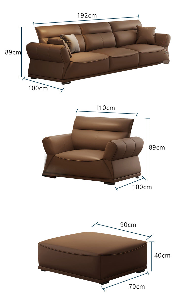 Italian Minimalist Light Luxury Sofa Living Room Three-seat Simple Modern Leather High Back Sofas