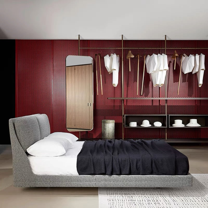 Italian Minimalist Fabric Bed Porro Makura Double Bed Modern Master Bedroom Bed