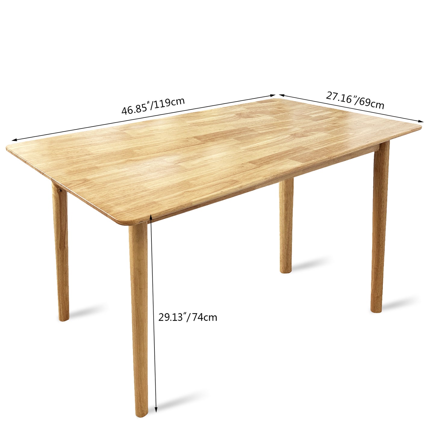 QLLY Solid Wood Rectangular Dining Table, Natural Wood Oak Kitchen Desk, Easy Assembly