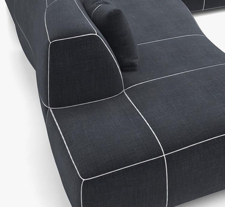 Modern Creative Designer L Geometric Curve Module Multi-seat Combined Bend Sofa
