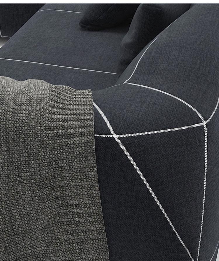 Modern Creative Designer L Geometric Curve Module Multi-seat Combined Bend Sofa