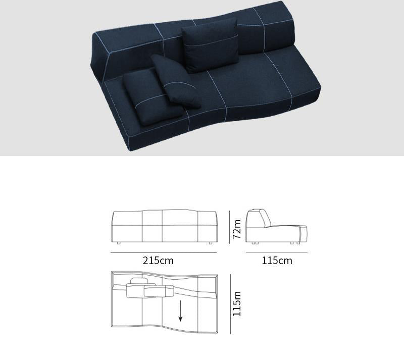 Modern Creative Designer L Geometric Curve Module Multi-seat Combined Bend Sofa