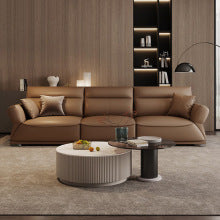 Italian Minimalist Light Luxury Sofa Living Room Three-seat Simple Modern Leather High Back Sofas