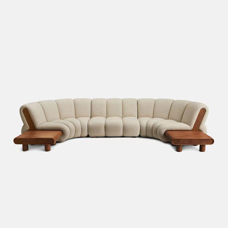 Trend 2025 Home Furniture Sofa Set Living Room Curved Sofa Couch Wooden House White Velvet Fabric Sectional Sofa