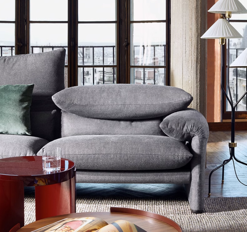 Italian minimalist sofa antique double triple adjustable backrest comfortable living room furniture sofa