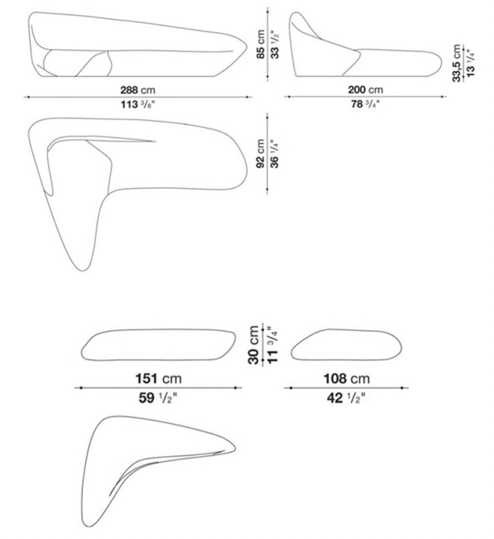 Zaha Hadid Italian Moon System Sofa Irregular L-shaped Sofa Fiberglass 7-shaped Zaha Moon Sofa