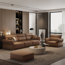 Italian Minimalist Light Luxury Sofa Living Room Three-seat Simple Modern Leather High Back Sofas