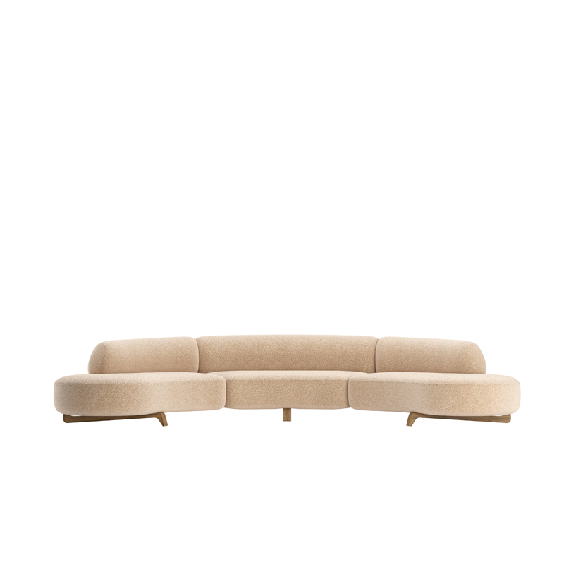 Fashion Design Round Living Room White Sofa Set Hotel Reception Luxury Lobby Sofa Curved 6 Seat Big Couch