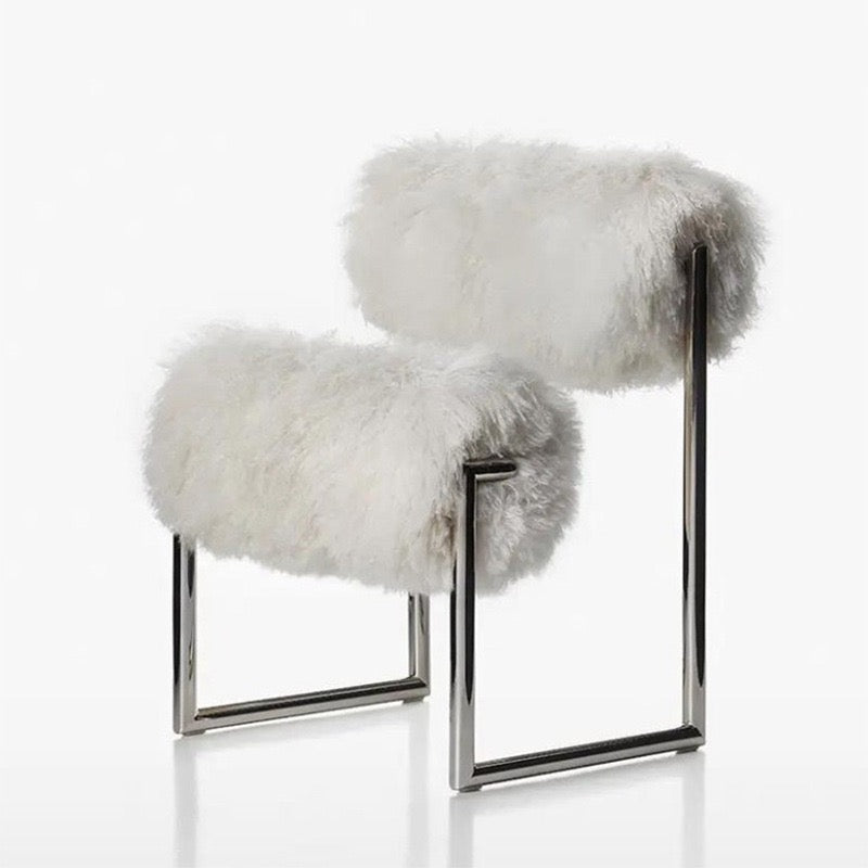 Due Piu Armchair Wool Chair Hotel Coffee Shop Fashionable Metal Backrest Chair Home Casual Dressing Chair