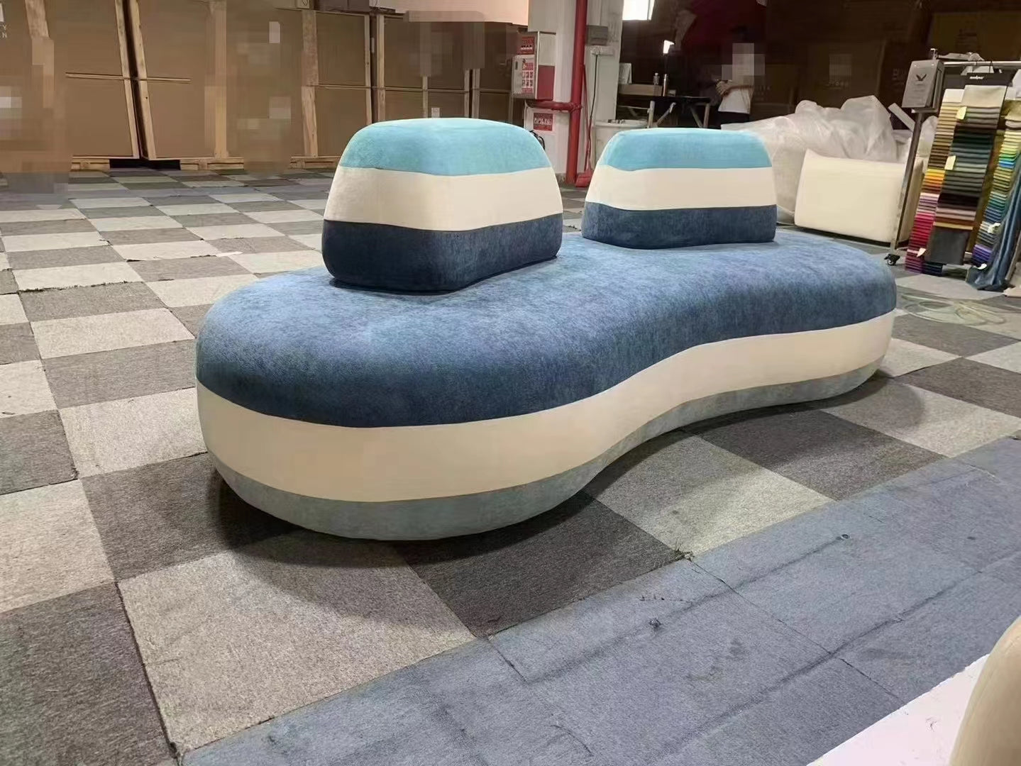 Double Modern Creative Living Room Hotel Reception Office Lounge Furniture Custom Color Collision Patchwork Curved Macaron Sofa