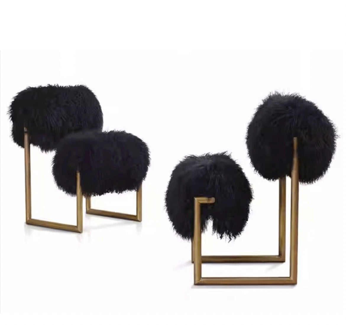Due Piu Armchair Wool Chair Hotel Coffee Shop Fashionable Metal Backrest Chair Home Casual Dressing Chair