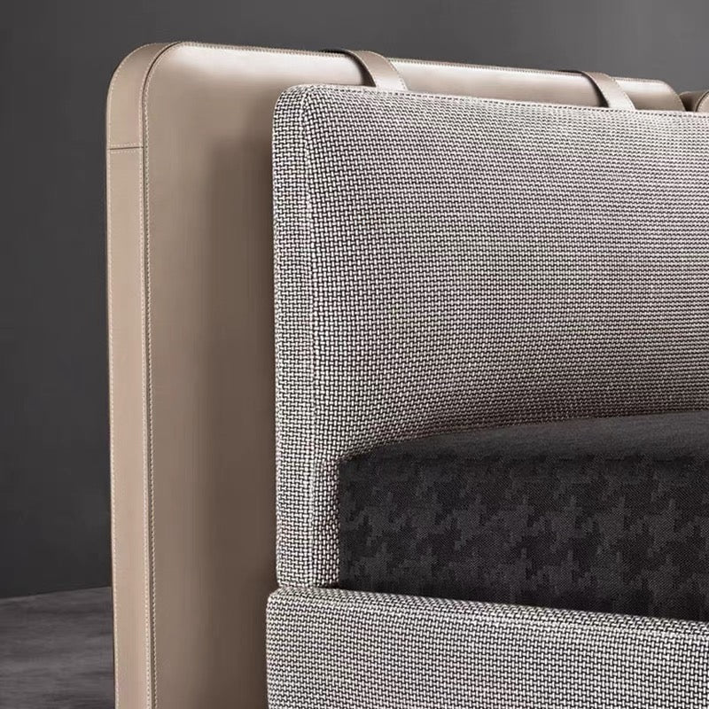 Minotti Tatlin Soft Bed Cotton And Linen Fabric Bed Saddle Leather Backrest Bedroom Bed