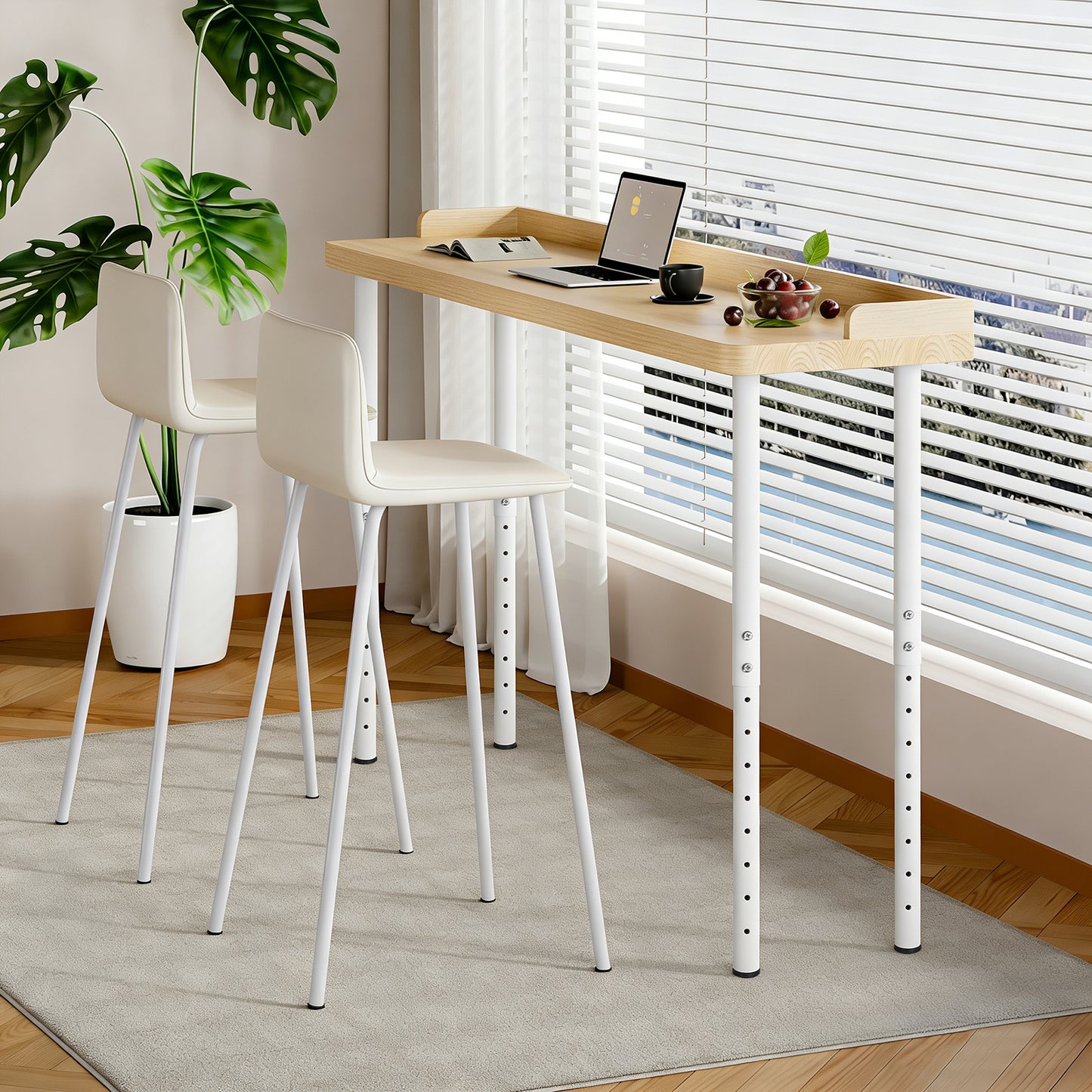 QLLY Adjustable Round Desk Leg, 24-40 inch, 60-100cm, Home Office DIY Metal Table Leg, Furniture Leg Set