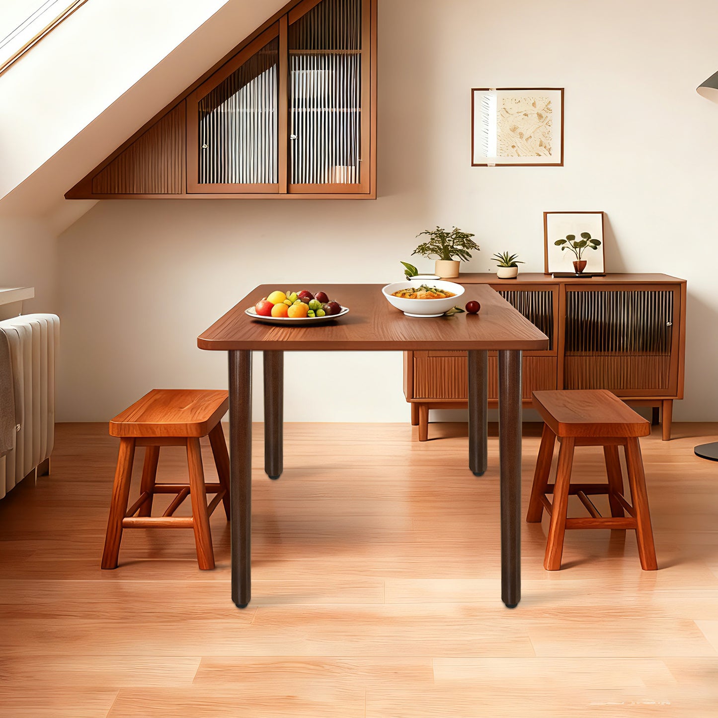 QLLY Solid Wood Round Table Legs, Wooden Desk Leg, Heavy Duty DIY Furniture Legs for Dining Table, Office Desk, Set of 4, Easy Assembly