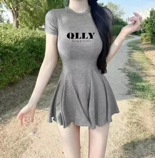 QLLY Women Summer Dresses Slim Fit Short Casual Ruched Bodycon Party Club Mini Dress