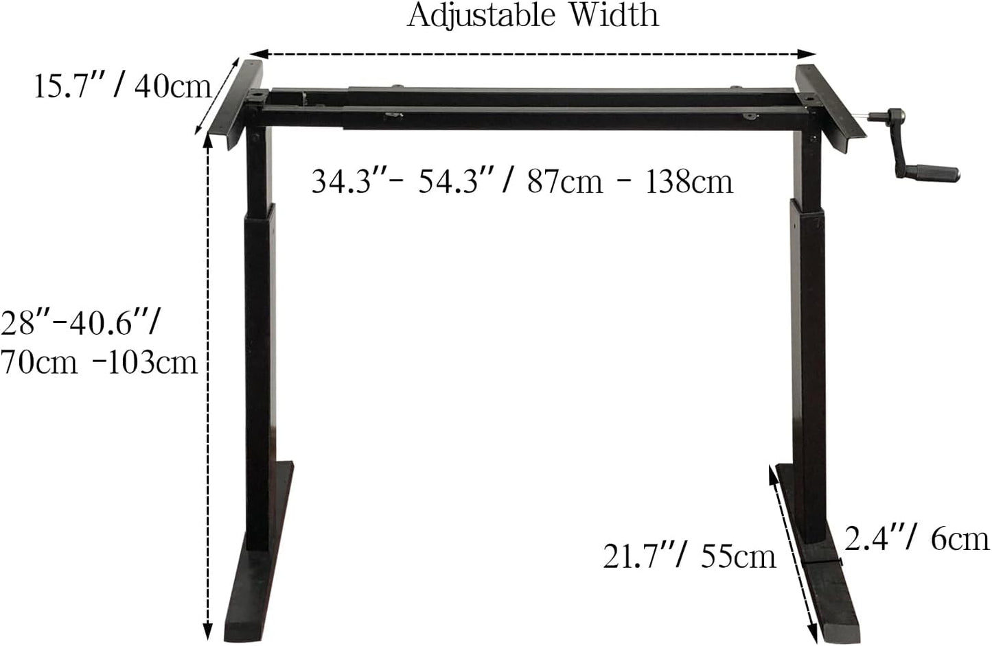 QLLY Standing Desk Frame with Adjustable Length Heavy Duty 300lb Sit Stand up Height Adjustable Desk Leg for Home and Office (Black)