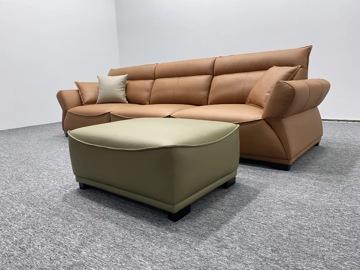 Italian Minimalist Light Luxury Sofa Living Room Three-seat Simple Modern Leather High Back Sofas
