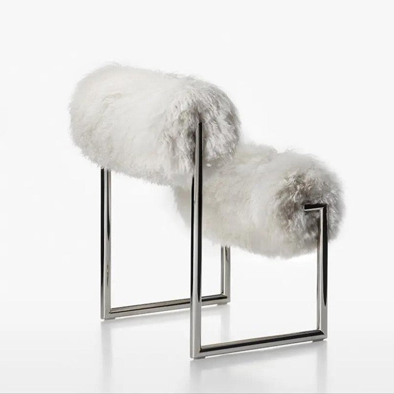 Due Piu Armchair Wool Chair Hotel Coffee Shop Fashionable Metal Backrest Chair Home Casual Dressing Chair