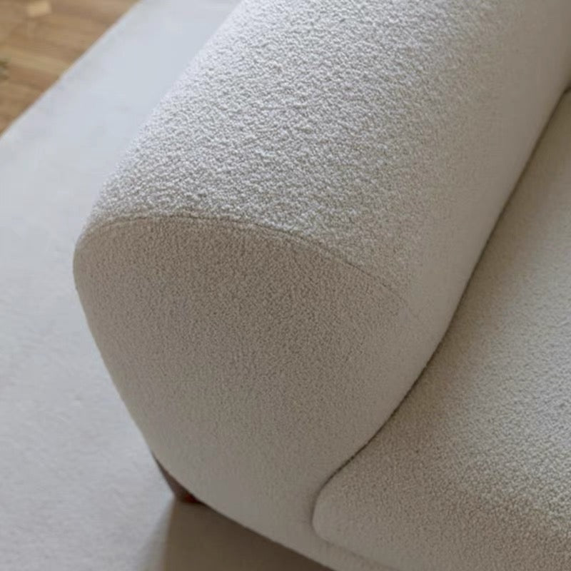 Porada Designer Fabric Straight Row 3-seater Sofa Living Room Wabi-sabi Style White Teddy Velvet Sofa Minimalist Sofa