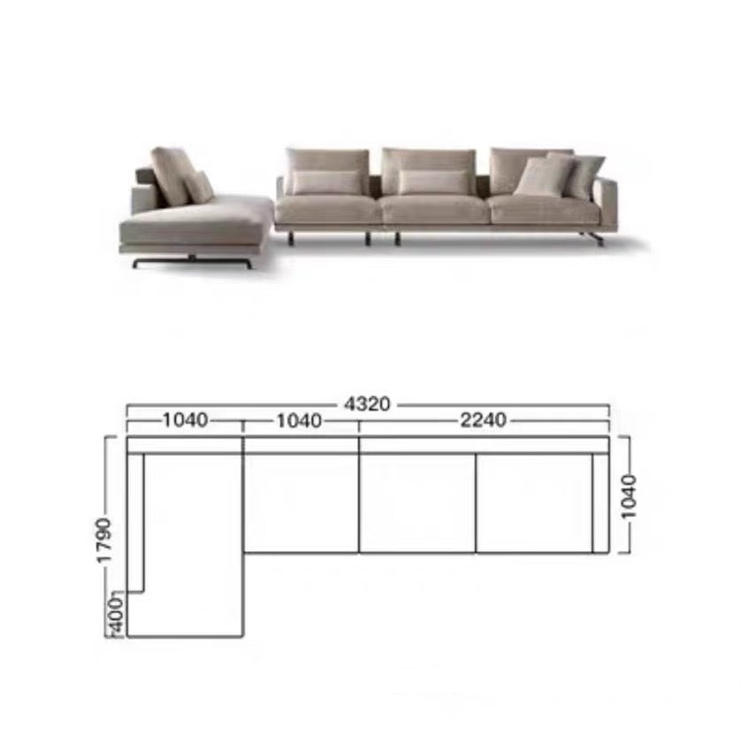 Italian Minimalist Molteni&C Large Flat Villa Living Room Corner Fabric Sofa Modern Light Luxury Octave Sofa Combination