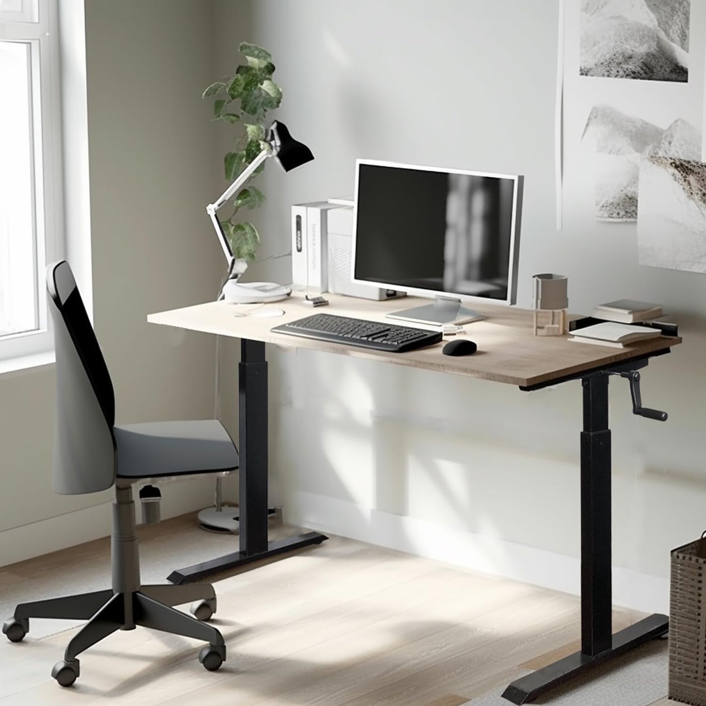 QLLY Standing Desk Frame with Adjustable Length Heavy Duty 300lb Sit Stand up Height Adjustable Desk Leg for Home and Office (Black)
