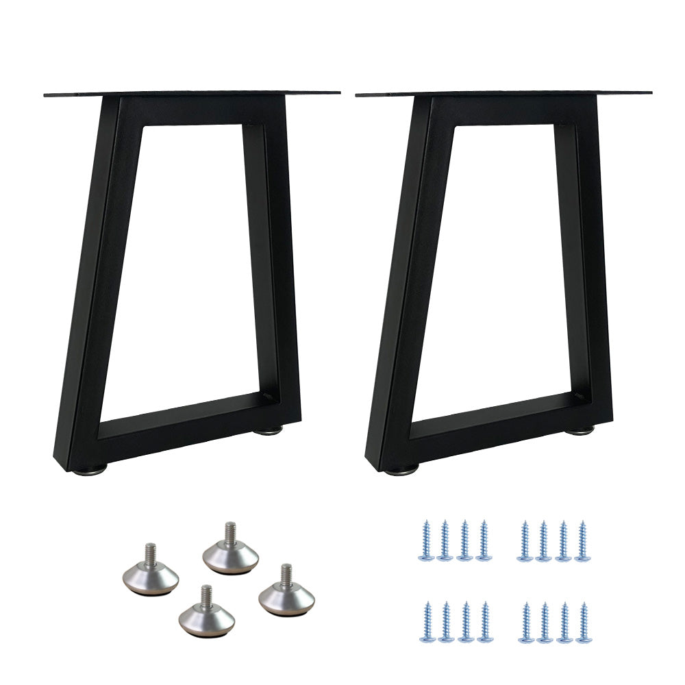 QLLY 16 inch Trapezoid Metal Table Legs, Home Office Desk Legs, Furniture Leg Set, Set of 2 (16 inch, Black)