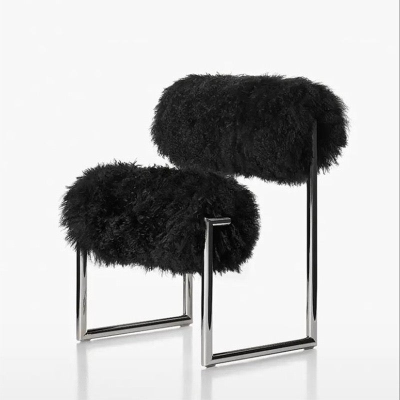 Due Piu Armchair Wool Chair Hotel Coffee Shop Fashionable Metal Backrest Chair Home Casual Dressing Chair