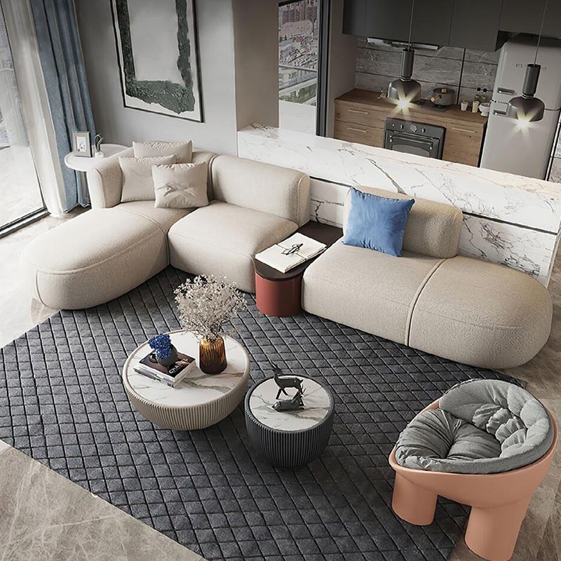 Italian minimalist corner fabric sofa living room simple modern large designer cream style sofa set