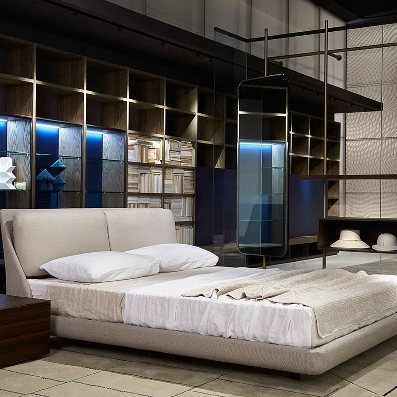 Italian Minimalist Fabric Bed Porro Makura Double Bed Modern Master Bedroom Bed