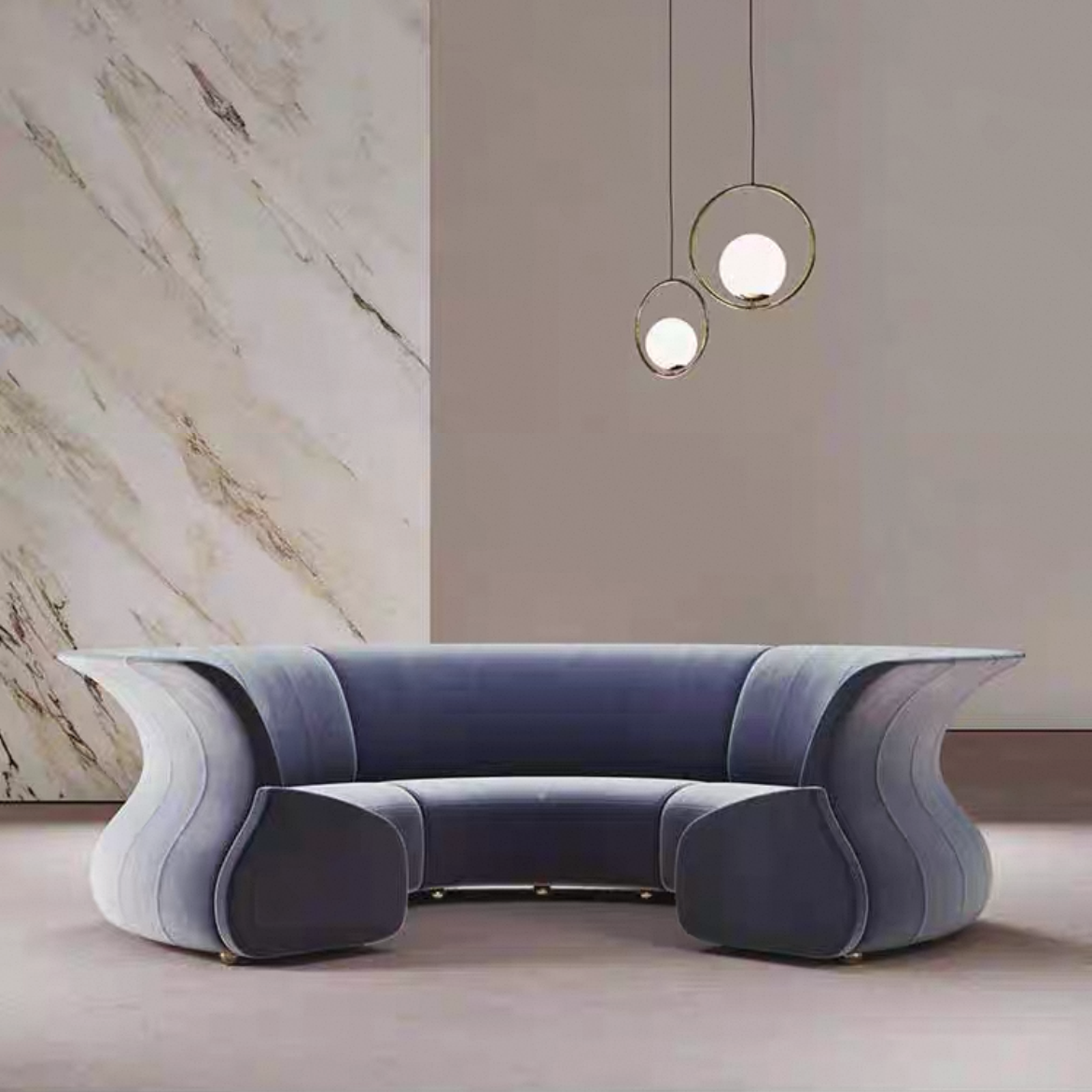Desforma Sofa Simple Modern Arc-shaped sofa Multi-seater Sofa For Office Buildings Hotel Lobbies Creative Semi-circular Fabric Sofa