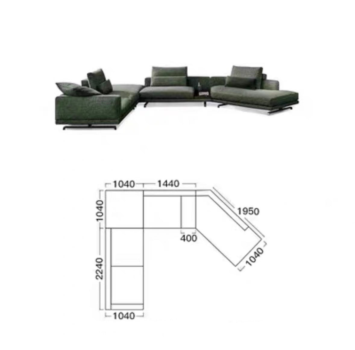 Italian Minimalist Molteni&C Large Flat Villa Living Room Corner Fabric Sofa Modern Light Luxury Octave Sofa Combination
