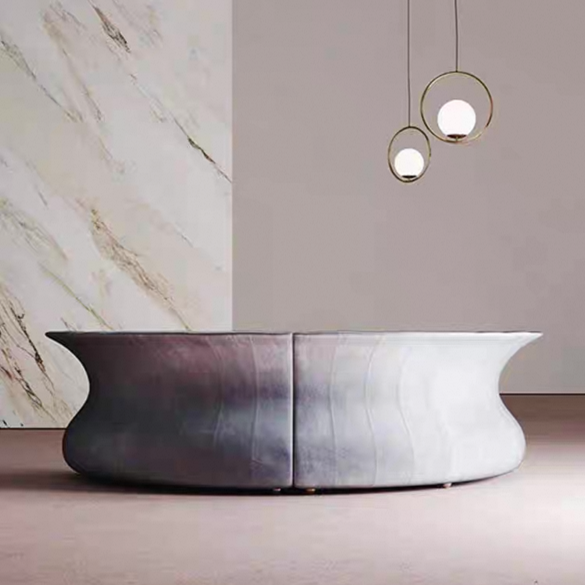 Desforma Sofa Simple Modern Arc-shaped sofa Multi-seater Sofa For Office Buildings Hotel Lobbies Creative Semi-circular Fabric Sofa
