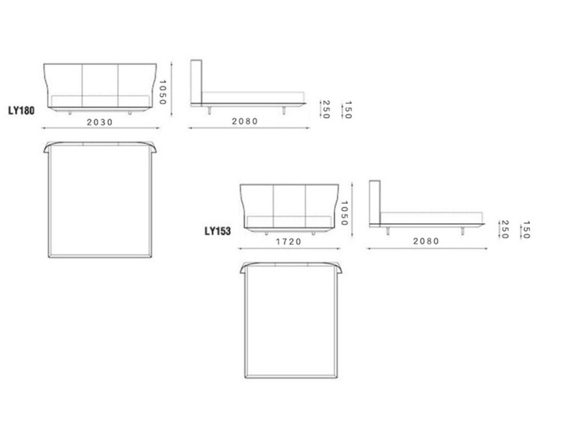 Italian Minimalist Saddle Leather Bed Alys Bed Bedroom Double Bed Suspended Bed Leather bed