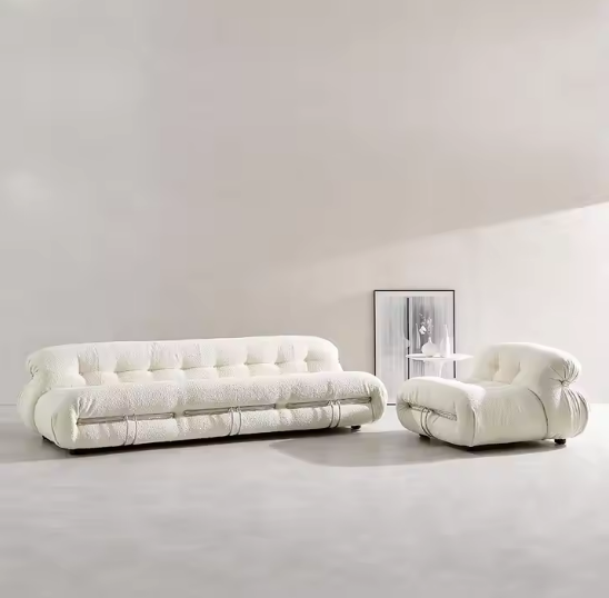Modern Minimalist Style Custom Teddy Living Room Sofa Set Corduroy Fabric Sectional Sofa Couch