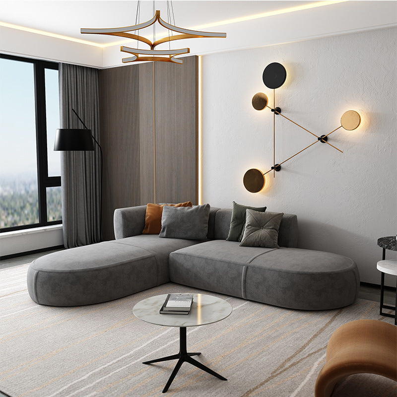 Italian minimalist corner fabric sofa living room simple modern large designer cream style sofa set