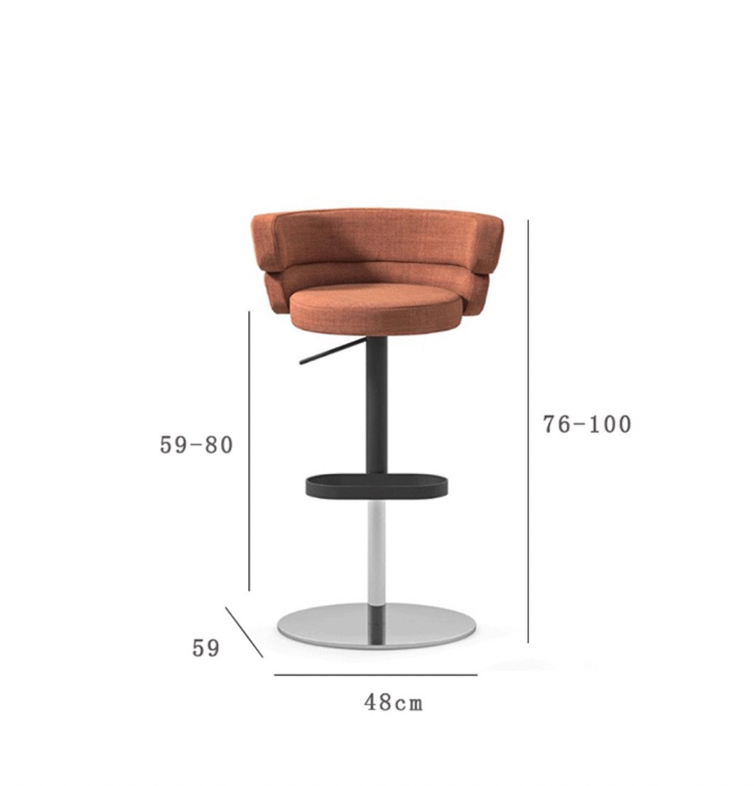 Italian Modern Stainless Steel Bar Chair Designer High-end Sales Office Bar Chair Adjustable And Rotatable Bar Chair