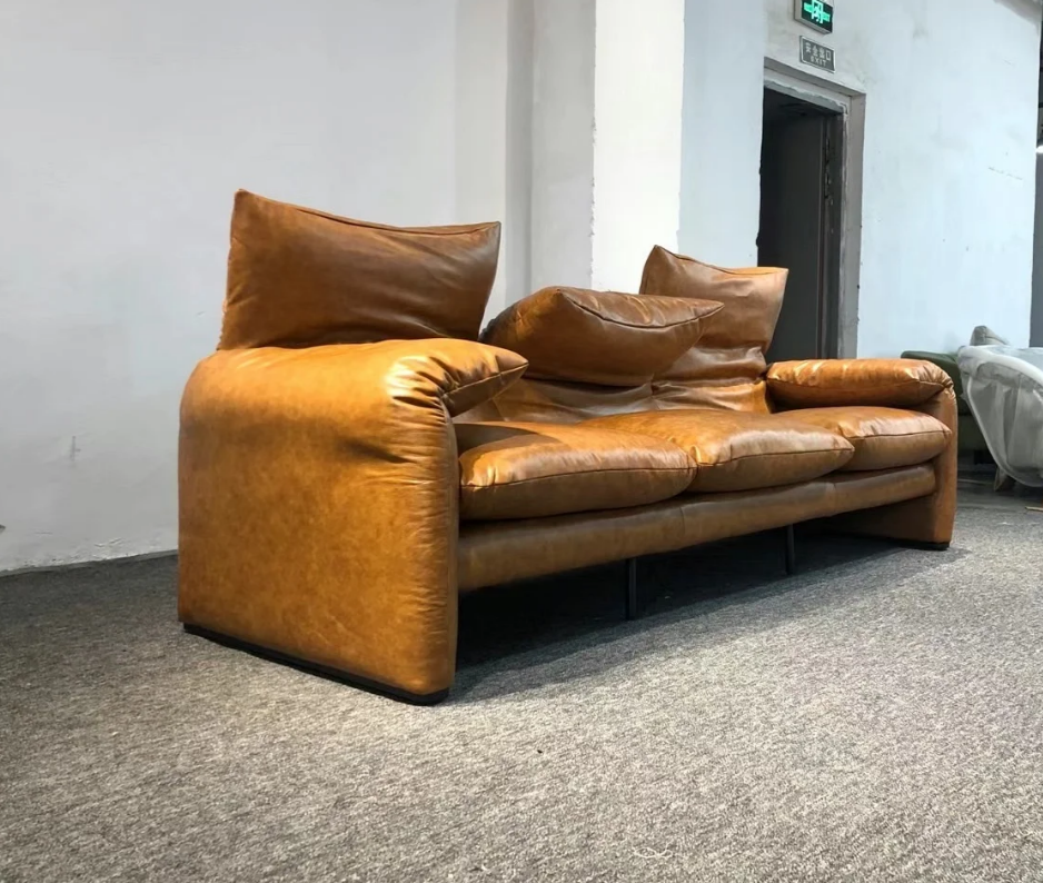 Italian minimalist sofa antique double triple adjustable backrest comfortable living room furniture sofa