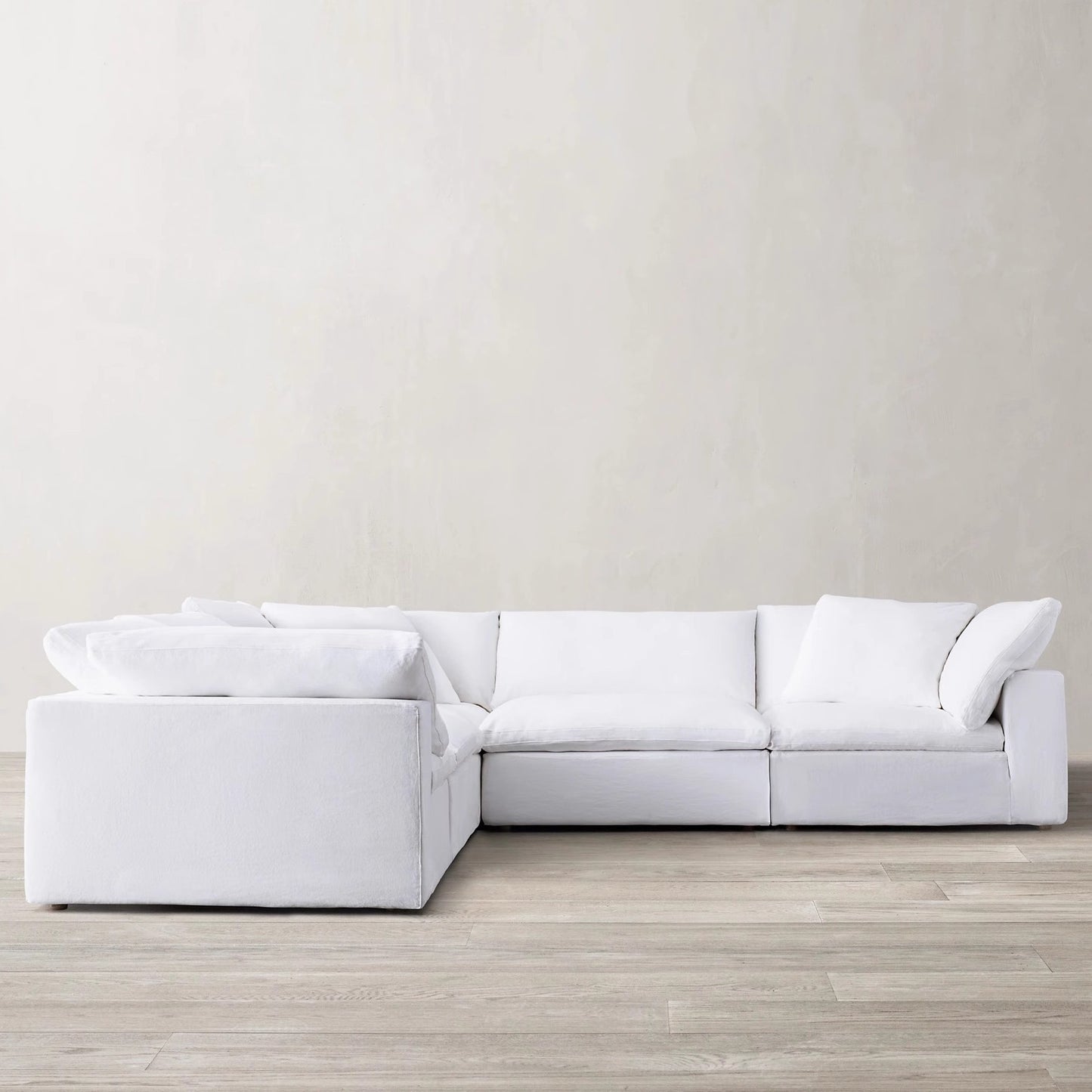 RH Furniture Modern Simple Cotton Linen White Fabric Sofa French Retro Living Room Household Single Triple Sofa