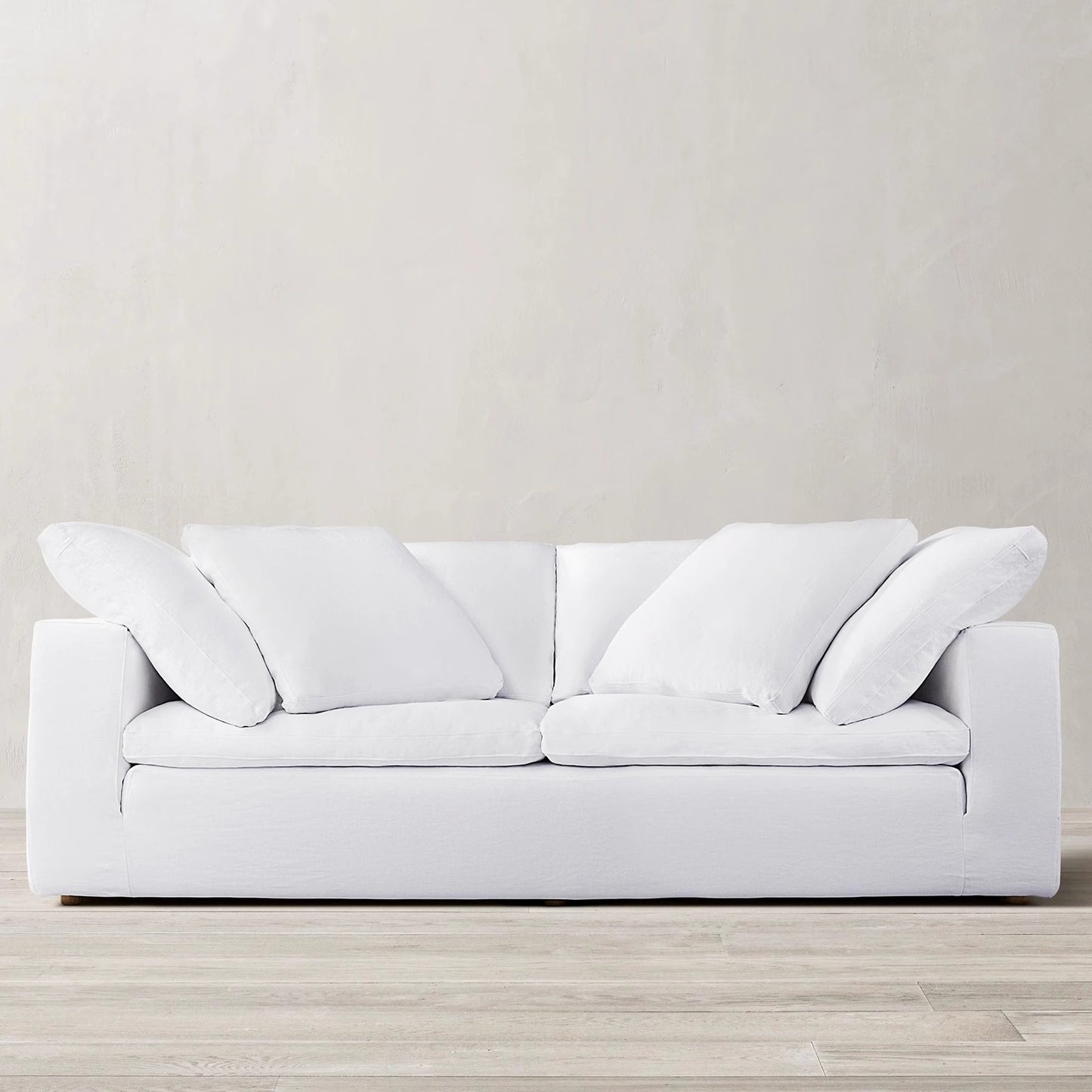 RH Furniture Modern Simple Cotton Linen White Fabric Sofa French Retro Living Room Household Single Triple Sofa