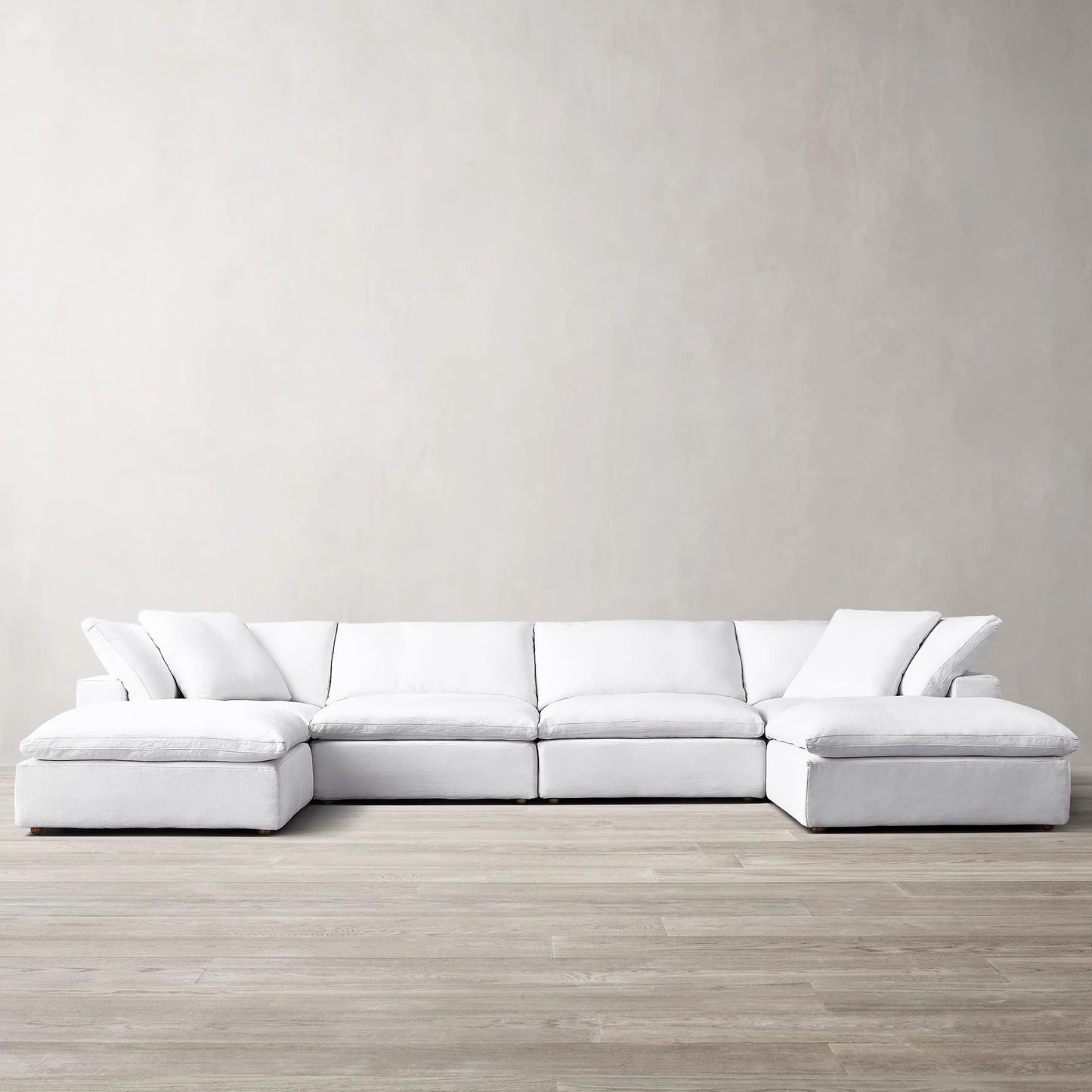 RH Furniture Modern Simple Cotton Linen White Fabric Sofa French Retro Living Room Household Single Triple Sofa