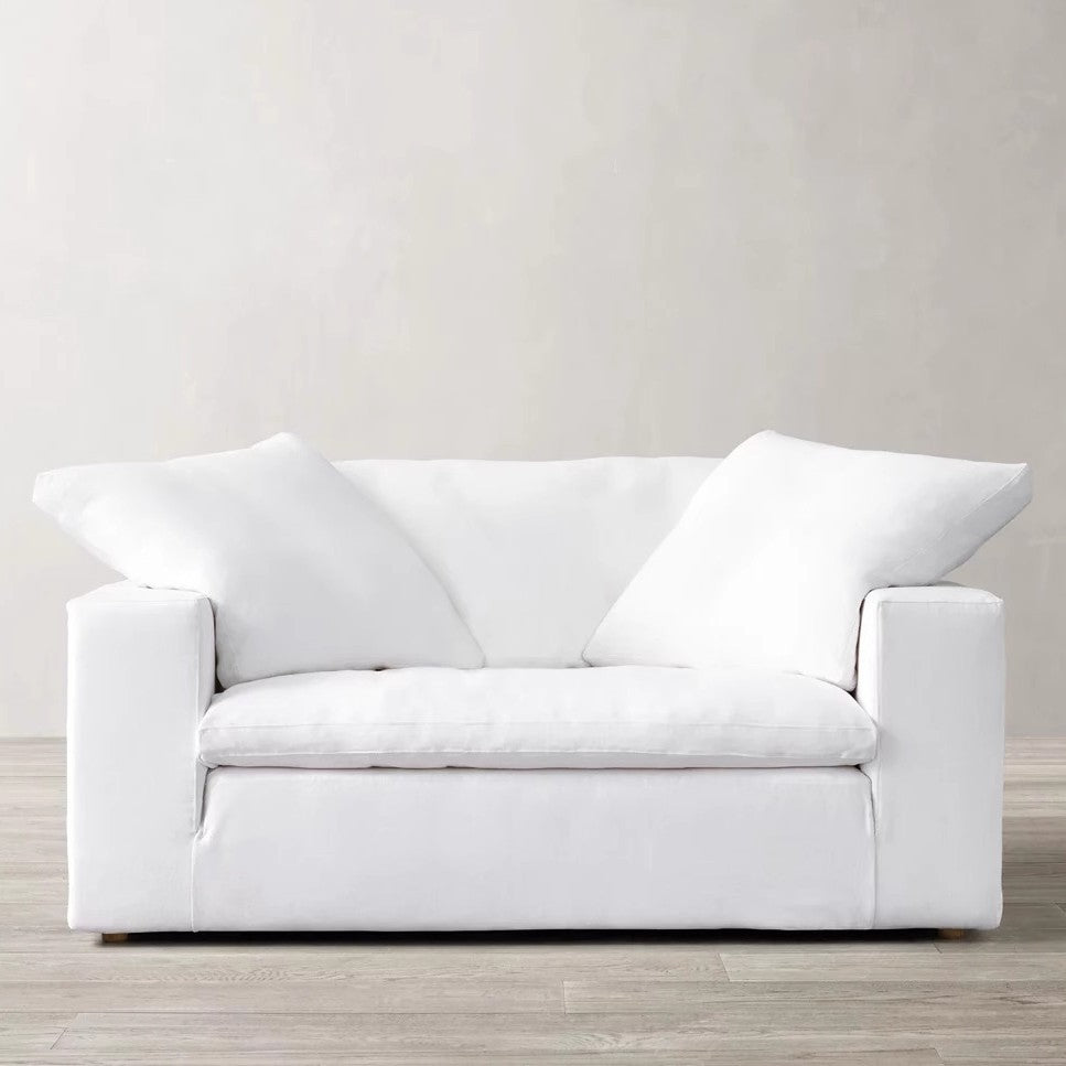 RH Furniture Modern Simple Cotton Linen White Fabric Sofa French Retro Living Room Household Single Triple Sofa