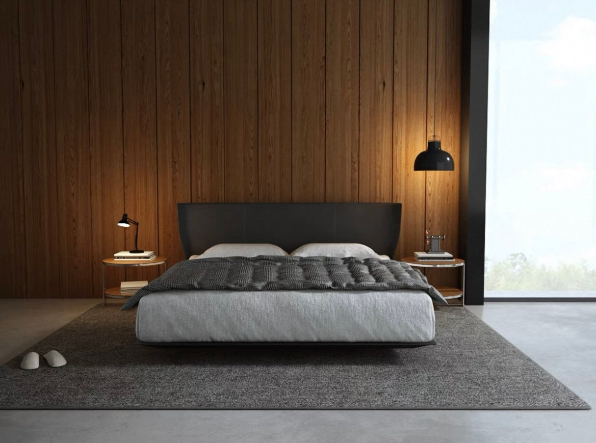 Italian Minimalist Saddle Leather Bed Alys Bed Bedroom Double Bed Suspended Bed Leather bed