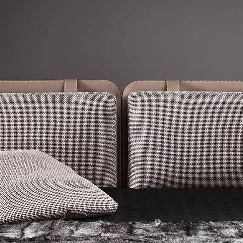 Minotti Tatlin Soft Bed Cotton And Linen Fabric Bed Saddle Leather Backrest Bedroom Bed