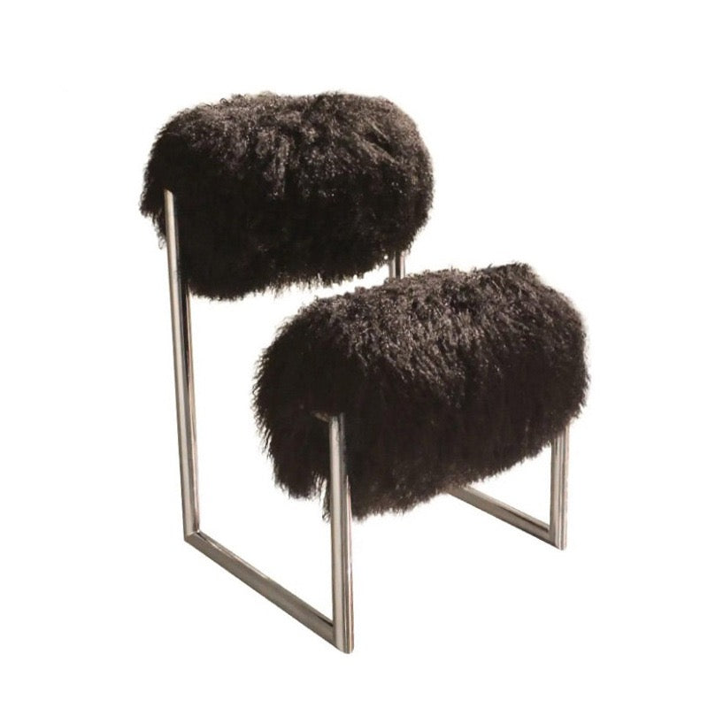 Due Piu Armchair Wool Chair Hotel Coffee Shop Fashionable Metal Backrest Chair Home Casual Dressing Chair