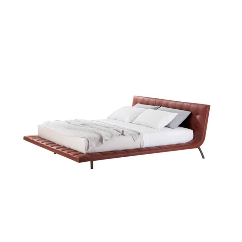 Italian Minimalist Villa large Flat Poliform Onda Bed Bedroom Leather Double Bed