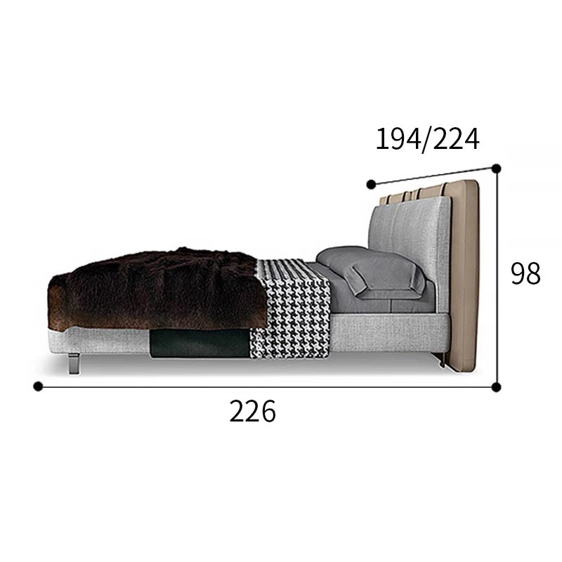 Minotti Tatlin Soft Bed Cotton And Linen Fabric Bed Saddle Leather Backrest Bedroom Bed