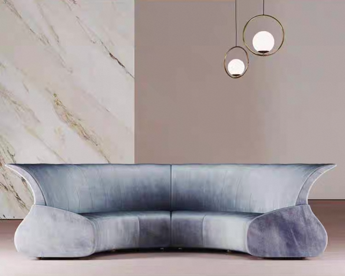 Desforma Sofa Simple Modern Arc-shaped sofa Multi-seater Sofa For Office Buildings Hotel Lobbies Creative Semi-circular Fabric Sofa